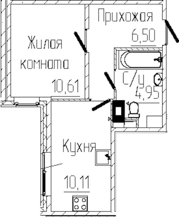 1-комнатная квартира 32.17 м², 3/8 эт., ЖК «SERTOLOVO PARK»
